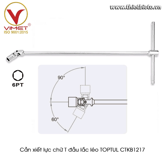 Cần xiết lực chữ T đầu lục giác lắt léo TOPTUL CTKB1217